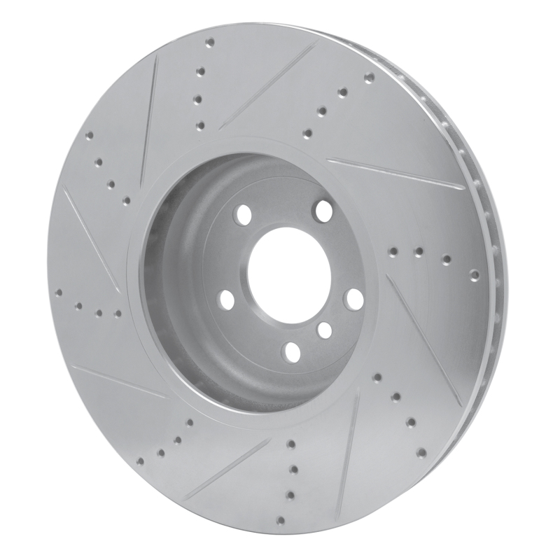 BMW 750I Brake Rotor (1) - Right Front - R1 Concepts - Drilled & Slotted - Silver - `09-`17